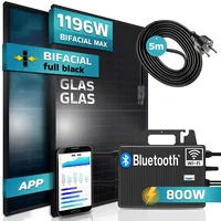 Sunniva Balkonkraftwerk FULL BLACK BIFACIAL GLAS-GLAS 1196W/800W Solaranlage mit