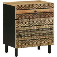 VidaXL Nachttisch Schwarz 50x33x60 cm Raues Mangoholz