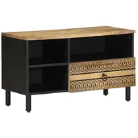 VidaXL TV-Schrank Schwarz 80x33,5x46 cm Raues Mangoholz