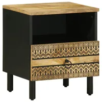 VidaXL Nachttisch Schwarz 40x33x46 cm Raues Mangoholz