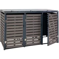 MCW 3er Mülltonnenverkleidung MCW-K14, Mülltonnenbox Mülltonnenabdeckung, 119x205x84cm WPC Metall