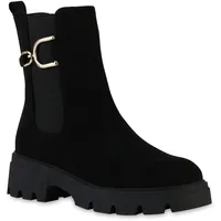 VAN HILL Klassische Stiefeletten in Schwarz Velours