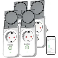 Luminea Home Control Smart-Home-Steckdose 4er Outdoor WLAN Weiß