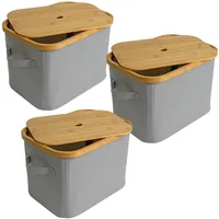 Estexo Faltbarer Bambuskorb Aufbewahrungsbox 35x25x24 cm 3er Set Aufbewahrungskorb