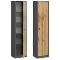 Home collective Mehrzweckschrank, Anthrazit, Eiche, Holz 35x180x40 cm, Waschküche,