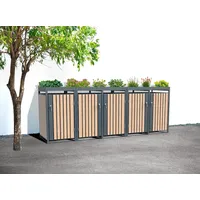 Westmann Mülltonnenbox Planta 5 x 240 l Anthrazit/Holzoptik 84