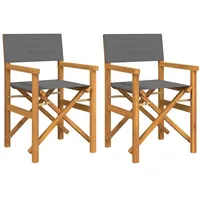 VidaXL Regiestühle 2 Stk. Klappbar Grau Massivholz Teak