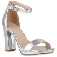 VAN HILL Damen Klassische Sandaletten in Silber
