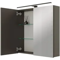 Planetmöbel Spiegelschrank ARIA 60 cm anthrazit mit Leuchte schwarz