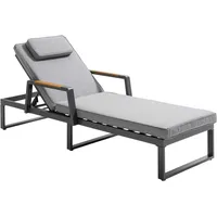Oviala Business 2er-Set Sonnenliegen aus Aluminium und Teakholz mit