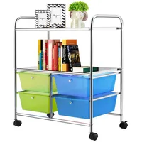 Costway Rollwagen mit 4 Stapelbaren Schubladen Badrollwagen Grün