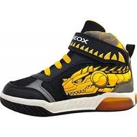 GEOX J INEK Boy A Sneaker, Black/Yellow, 31 EU