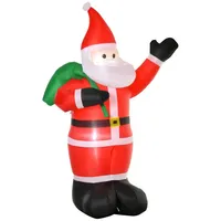 Homcom Weihnachtsdeko 2,4 m Weihnachtsmann mit LED-Beleuchtung, Gartendeko