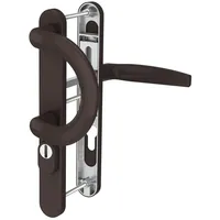 MS Beschläge Langschild Schmalrahmengarnitur 92mm Braun Bügelgriff/Drücker 55-70mm Kernziehschutz