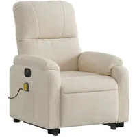 VidaXL Massagesessel Aufstehhilfe Elektrisch Beige Mikrofasergewebe