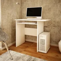 Home collective Computertisch Weiß Holz, 50x74x80 cm Arbeitszimmer, Schreibtische,