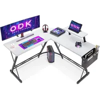 Luxuskollektion ODK Gaming Schreibtisch L Form mit Monitorständer, Weiß