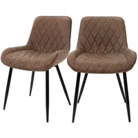 ML-Design 2er Set Esszimmerstühle mit Rücken- und Armlehnen Braun,