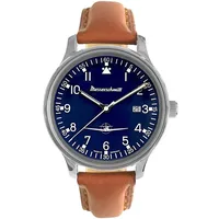 Messerschmitt ME42-108L Herrenuhr Flieger mit Lederband Braun/Blau
