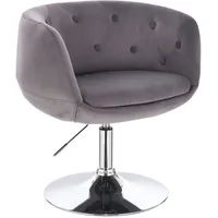 Svita Cocktailsessel Grau Samt-Optik Tellerfuß Barstuhl