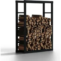Hago Feuerholzregal 80x25x100cm Kaminholz Holzlager Brennholz Stahl Stapelhilfe Schwarz