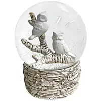 Hti-Living Schneekugel Eulen weiß