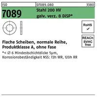 Industrial Quality Supplies ISO 7089 Scheibe Stahl 8mm (8,4x16x1,6)