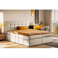 Kaiser Möbel Boxbett, Creme, Holz, H3, 180x200 cm Hellbeige