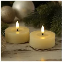 MARELIDA LED Maxi Teelichter Lina Rustik Optik Echtwachs D: