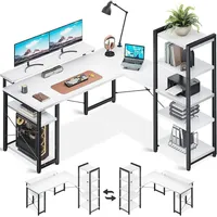 Luxuskollektion ODK Eckschreibtisch mit Regal und Monitorständer Weiß 140×137cm