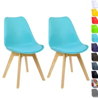 Woltu 2er Set Esszimmerstuhl Design Stuhl Küchenstuhl Holz, Blau