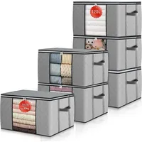 Luxuskollektion Aufbewahrungsbox Aufbewahrungstasche 6er Set 120L Grau mit verstärkten