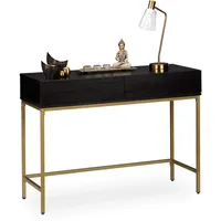Relaxdays Konsolentisch, 2 Schubladen, Sideboard Flur, Wohnzimmer, Ablagetisch Holzoptik,