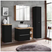 Lomadox Toskana 4-tlg. Seidenmatt Anthrazit & Wotaneiche