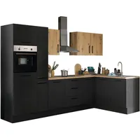 BASIC by Balculina Küchenblock mit E-Geräten CORNWALL (Ecke-Backofen-Kühlschrank-Apotheker) V