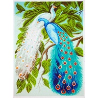Collection D'Art Pfauen Bedrucktes Aida für Kreuzstickerei, Baumwolle, Mehrfarbig,