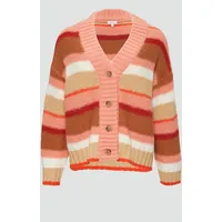 S.Oliver - Gestreifte Strickjacke mit Knopfleiste, Damen, rot, 40