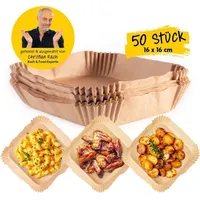 Rachs kochwerk Backpapier-Schalen für Heißluft-Fritteusen 50er-Set 16x16x4,5cm braun -