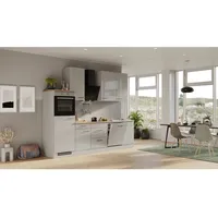 Flex-Well Exclusiv Küchenzeile Lund 280 cm Lichtgrau glänzend-Rauchgrau