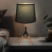 GLOBO Tischleuchte Schlafzimmerleuchte Beistelllampe Metall Holz H 45 cm