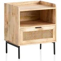 FineBuy Nachttisch FineBuy Nachtkommode Boxspringbett Holz Rattan 60 cm