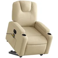 VidaXL Elektrischer Massagesessel mit Aufstehhilfe Creme Stoff