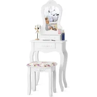 Costway FANTASK Vintage Schminktisch Set mit abnehmbarem Spiegel, Kleiner