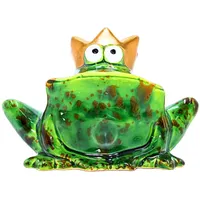 Dekohelden24 Lustiger Deko-Frosch mit Goldener Krone/Froschkönig, aus Keramik, in