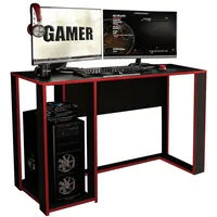 Hti-Living Gamer Schreibtisch, Schwarz/Rot