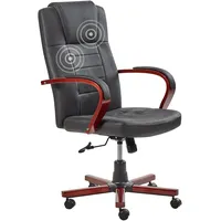Beliani Bürostuhl Schwarz Echtleder Massagefunktion Heizfunktion Wippmechanik modern -