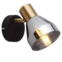 Searchlight Wandleuchte, Spotlampe Flurleuchte E14 Rauchglas Stahl messing schwarz