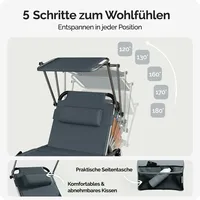 CASARIA Casaria® Sonnenliege Gepolstert mit Dach Kissen Seitentasche Gartenliege