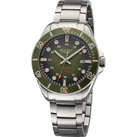 REGENT Herren-Armbanduhr Titan 20 Bar Wasserdicht Grün - Silber/Grün