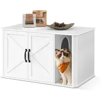Songmics FEANDREA Katzenhaus Katzenklo-Schrank Vordereingang mit Doppeltür weiß